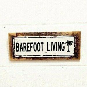 Upcycled BAREFOOT LIVING Vintage Wooden Sign NWT